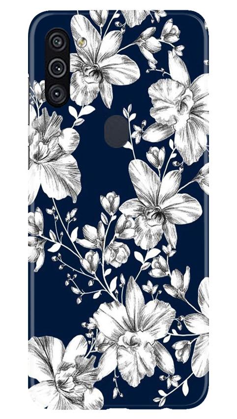 White flowers Blue Background Mobile Back Case for Samsung Galaxy A11 (Design - 14) White flowers Blue Background Case for Samsung Galaxy A11