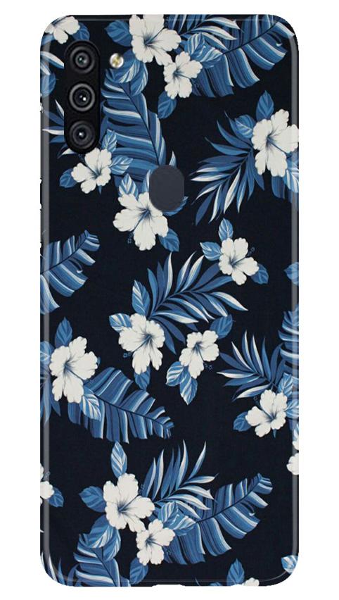 White flowers Blue Background2 Mobile Back Case for Samsung Galaxy A11 (Design - 15) White flowers Blue Background2 Case for Samsung Galaxy A11