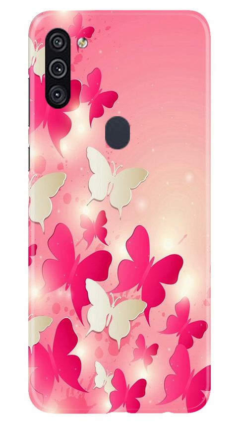 White Pick Butterflies Mobile Back Case for Samsung Galaxy A11 (Design - 28) White Pick Butterflies Case for Samsung Galaxy A11