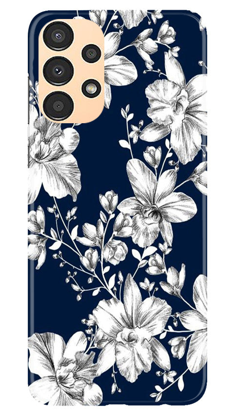 White flowers Blue Background Mobile Back Case for Samsung Galaxy A13 (Design - 14) White flowers Blue Background Case for Samsung Galaxy A13