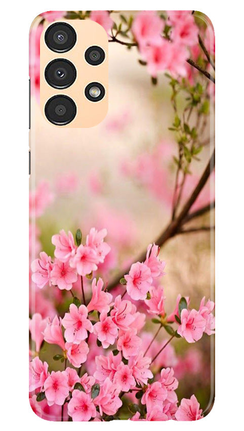 Pink flowers Mobile Back Case for Samsung Galaxy A13 (Design - 69) Pink flowers Case for Samsung Galaxy A13