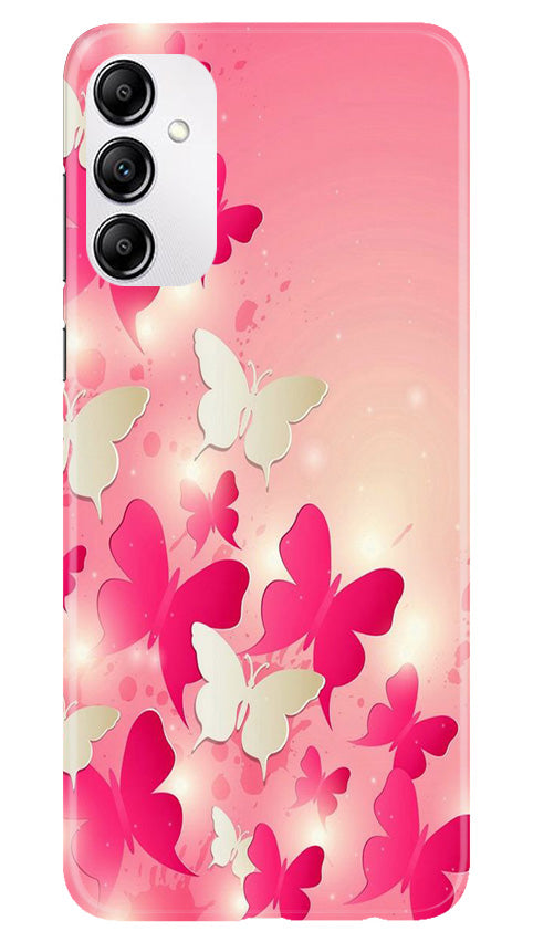 White Pick Butterflies Mobile Back Case for Samsung Galaxy A14 5G (Design - 28) White Pick Butterflies Case for Samsung Galaxy A14 5G