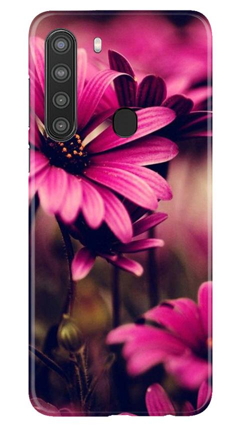 Purple Daisy Mobile Back Case for Samsung Galaxy A21 (Design - 65) Purple Daisy Case for Samsung Galaxy A21