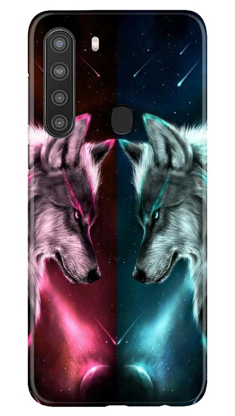 Wolf fight Mobile Back Case for Samsung Galaxy A21 (Design - 221) Wolf fight Case for Samsung Galaxy A21 (Design No. 221)