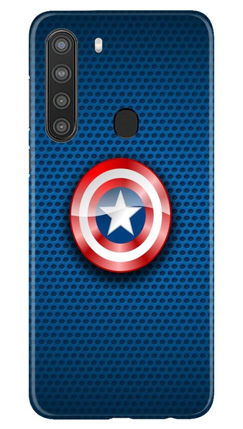 Captain America Shield Mobile Back Case for Samsung Galaxy A21 (Design - 253) Captain America Shield Case for Samsung Galaxy A21 (Design No. 253)