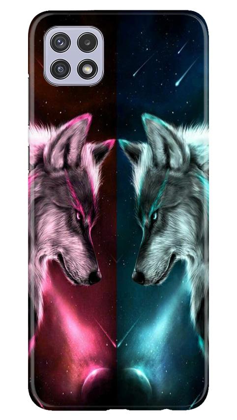 Wolf fight Mobile Back Case for Samsung Galaxy A22 (Design - 221) Wolf fight Case for Samsung Galaxy A22 (Design No. 221)