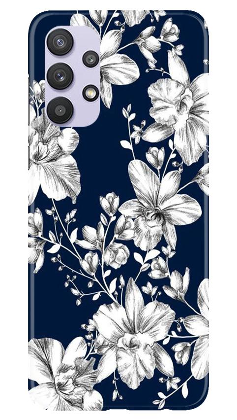 White flowers Blue Background Mobile Back Case for Samsung Galaxy A32 (Design - 14) White flowers Blue Background Case for Samsung Galaxy A32