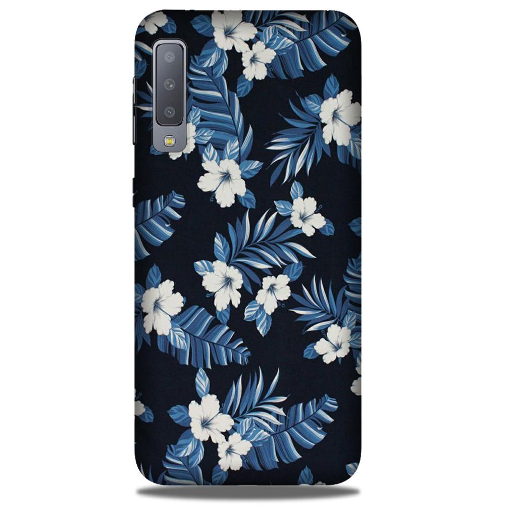 White flowers Blue Background2 Mobile Back Case for Galaxy A50 (Design - 15) White flowers Blue Background2 Case for Galaxy A50