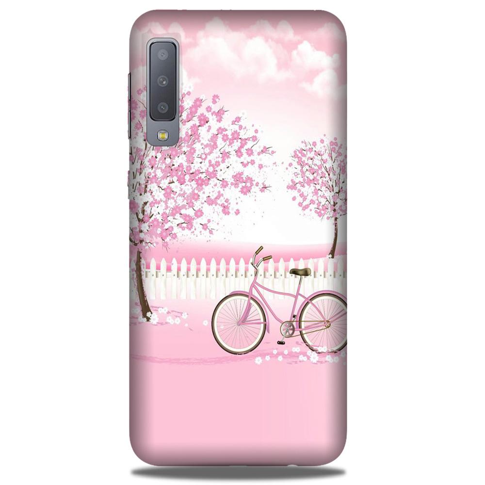 Pink Flowers Cycle Case for Galaxy A50  (Design - 102)