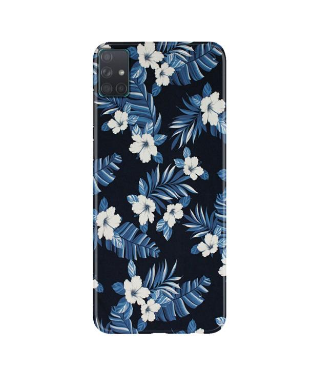 White flowers Blue Background2 Mobile Back Case for Samsung Galaxy A51 (Design - 15) White flowers Blue Background2 Case for Samsung Galaxy A51