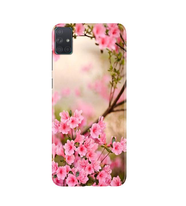 Pink flowers Mobile Back Case for Samsung Galaxy A51 (Design - 69) Pink flowers Case for Samsung Galaxy A51