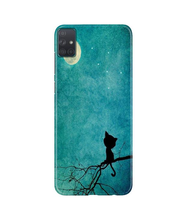 Moon cat Mobile Back Case for Samsung Galaxy A51 (Design - 70) Moon cat Case for Samsung Galaxy A51