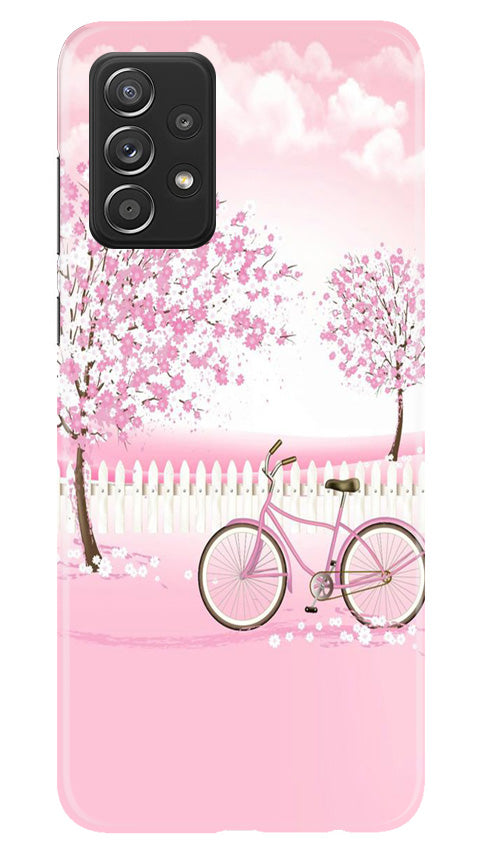 Pink Flowers Cycle Mobile Back Case for Samsung Galaxy A53 (Design - 102) Pink Flowers Cycle Case for Samsung Galaxy A53 (Design - 102)