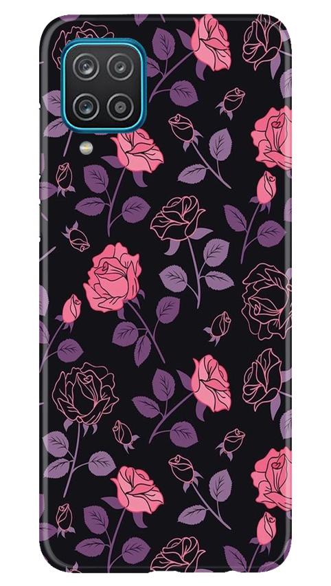Rose Black Background Mobile Back Case for Samsung Galaxy F12 (Design - 27) Rose Black Background Case for Samsung Galaxy F12