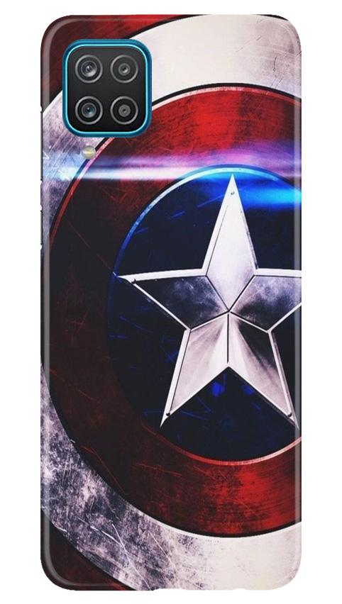 Captain America Shield Mobile Back Case for Samsung Galaxy F12 (Design - 250) Captain America Shield Case for Samsung Galaxy F12 (Design No. 250)