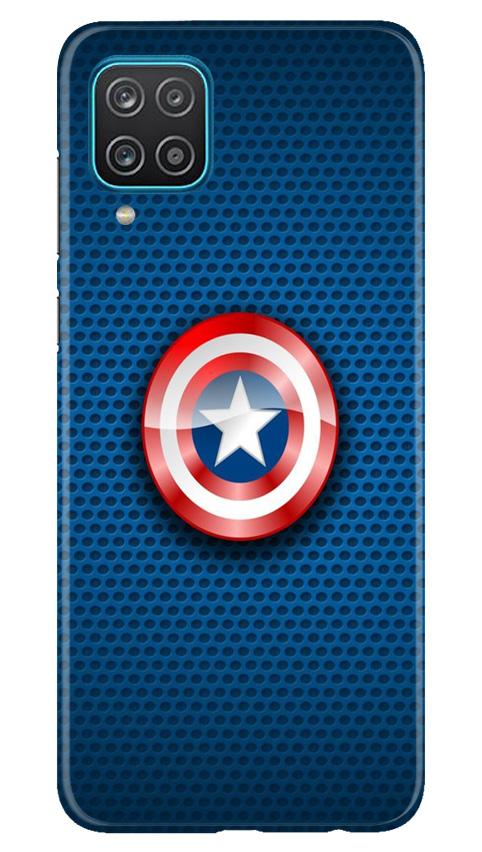 Captain America Shield Mobile Back Case for Samsung Galaxy F12 (Design - 253) Captain America Shield Case for Samsung Galaxy F12 (Design No. 253)