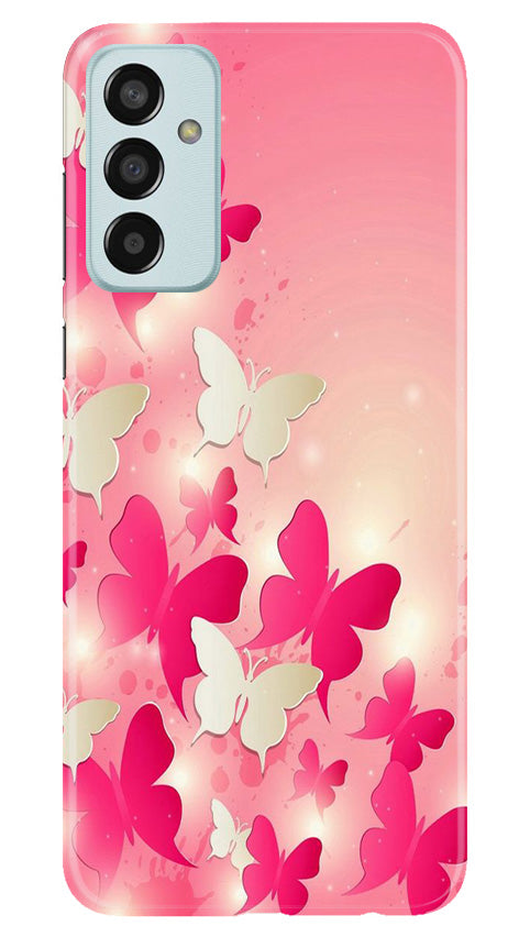 White Pick Butterflies Mobile Back Case for Samsung Galaxy M13 (Design - 28) White Pick Butterflies Case for Samsung Galaxy M13