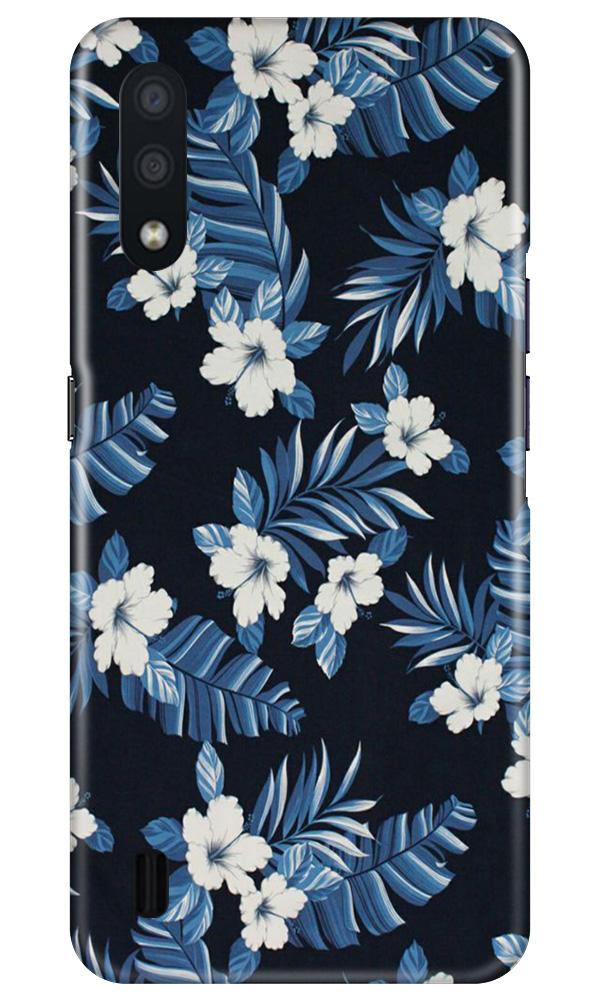 White flowers Blue Background2 Mobile Back Case for Samsung Galaxy M01 (Design - 15) White flowers Blue Background2 Case for Samsung Galaxy M01