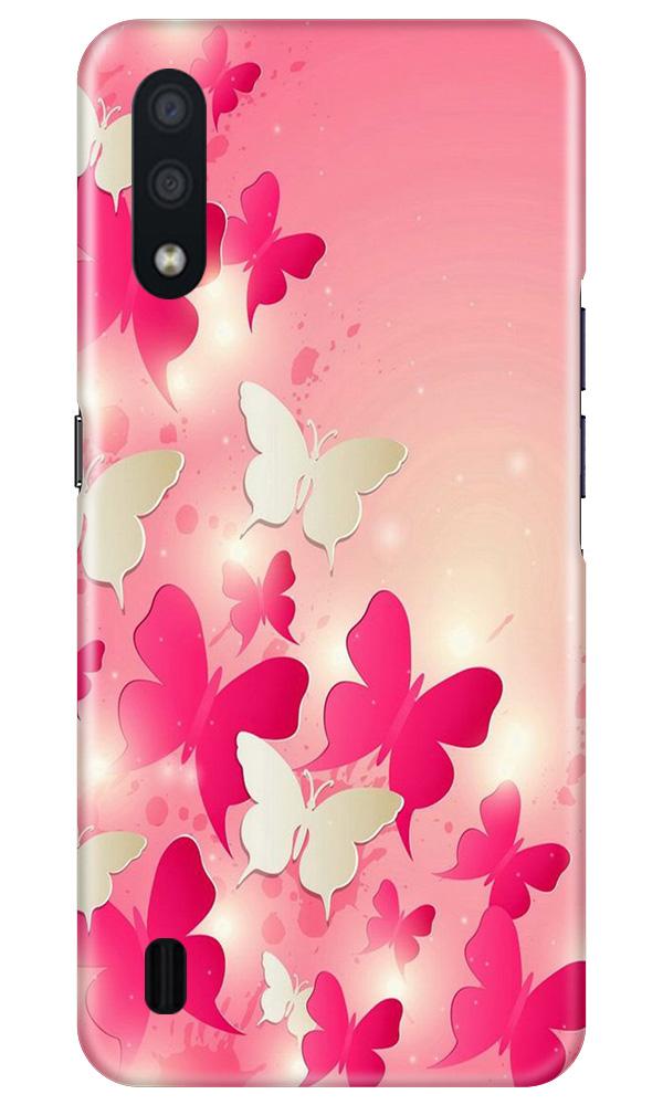 White Pick Butterflies Mobile Back Case for Samsung Galaxy M01 (Design - 28) White Pick Butterflies Case for Samsung Galaxy M01