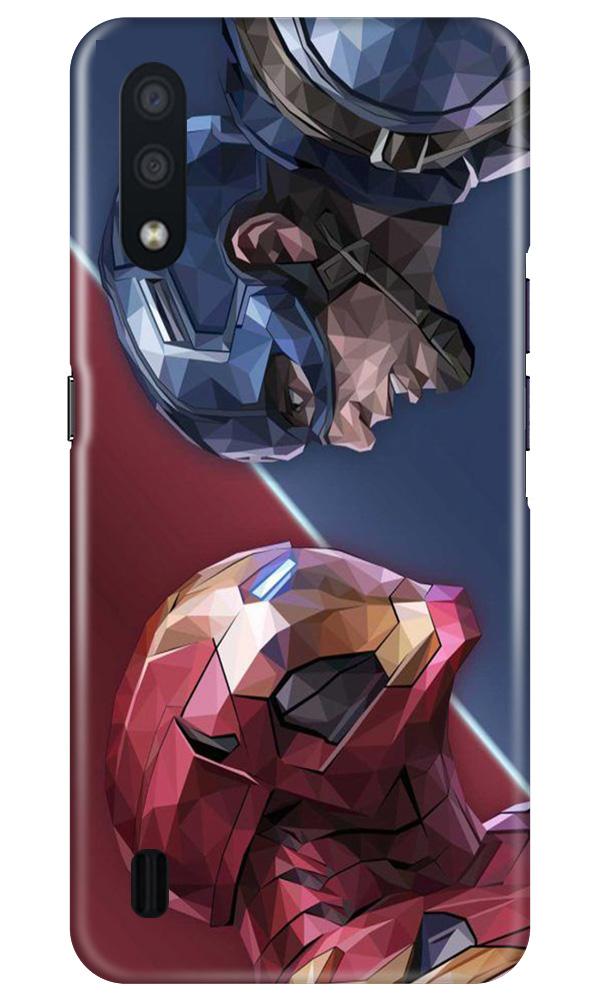 Ironman Captain America Mobile Back Case for Samsung Galaxy M01 (Design - 245) Ironman Captain America Case for Samsung Galaxy M01 (Design No. 245)