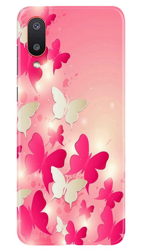White Pick Butterflies Mobile Back Case for Samsung Galaxy M02 (Design - 28) White Pick Butterflies Case for Samsung Galaxy M02