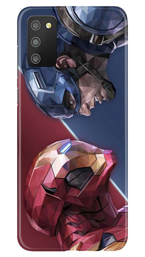 Ironman Captain America Mobile Back Case for Samsung Galaxy F02s (Design - 245) Ironman Captain America Case for Samsung Galaxy F02s (Design No. 245)