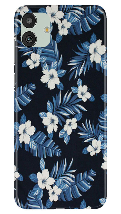 White flowers Blue Background2 Mobile Back Case for Samsung Galaxy M13 5G (Design - 15) White flowers Blue Background2 Case for Samsung Galaxy M13 5G