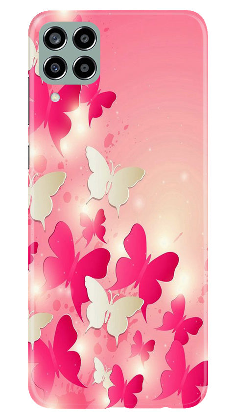 White Pick Butterflies Mobile Back Case for Samsung Galaxy M33 5G (Design - 28) White Pick Butterflies Case for Samsung Galaxy M33 5G