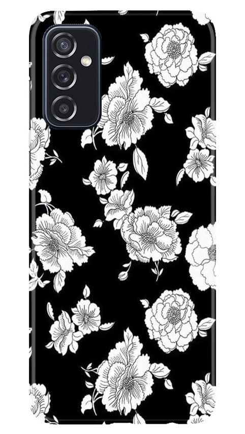 White flowers Black Background Mobile Back Case for Samsung Galaxy M52 5G (Design - 9) White flowers Black Background Case for Samsung Galaxy M52 5G