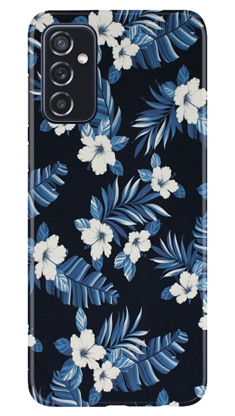 White flowers Blue Background2 Mobile Back Case for Samsung Galaxy M52 5G (Design - 15) White flowers Blue Background2 Case for Samsung Galaxy M52 5G