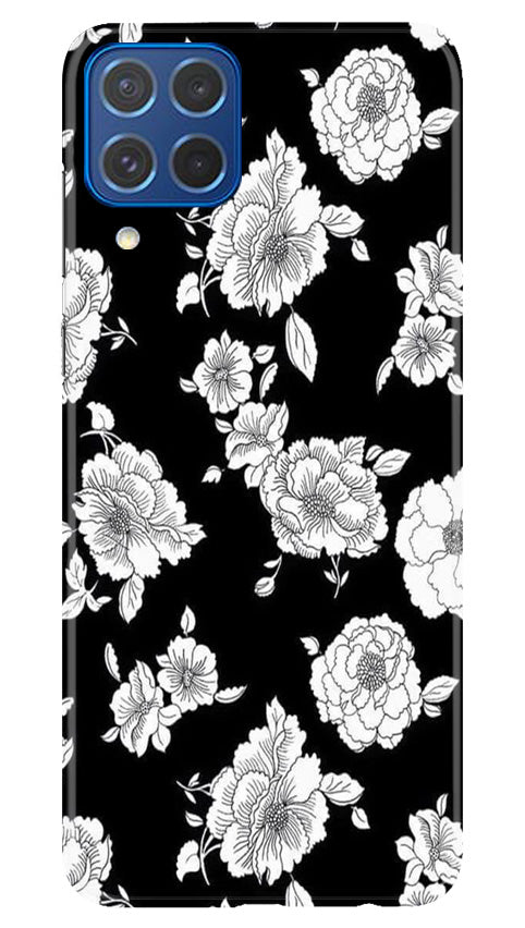 White flowers Black Background Mobile Back Case for Samsung Galaxy M62 (Design - 9) White flowers Black Background Case for Samsung Galaxy M62