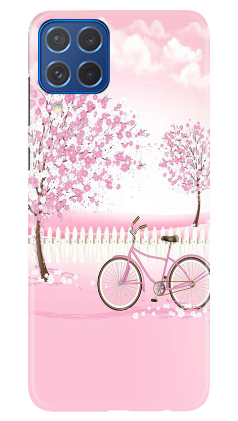 Pink Flowers Cycle Mobile Back Case for Samsung Galaxy M62 (Design - 102) Pink Flowers Cycle Case for Samsung Galaxy M62 (Design - 102)