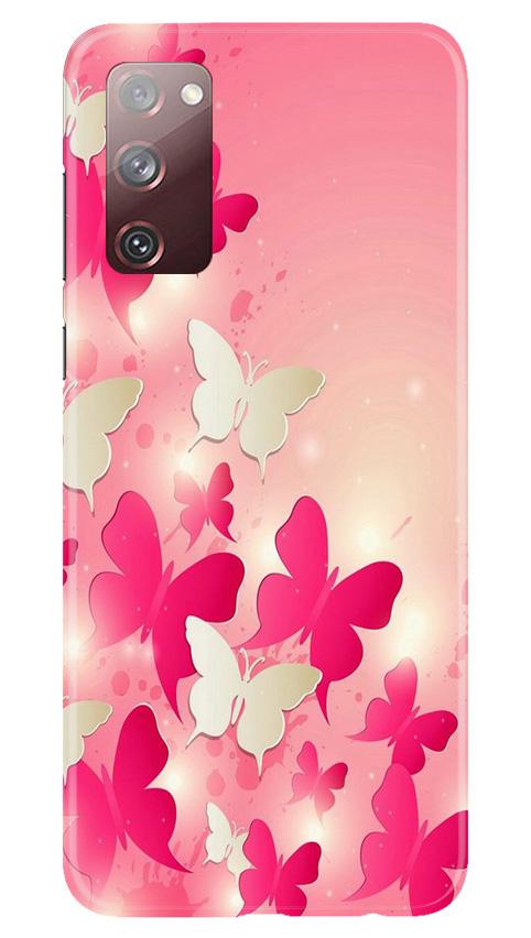 White Pick Butterflies Mobile Back Case for Galaxy S20 FE (Design - 28) White Pick Butterflies Case for Galaxy S20 FE