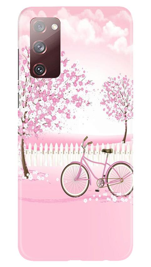 Pink Flowers Cycle Mobile Back Case for Galaxy S20 FE (Design - 102) Pink Flowers Cycle Case for Galaxy S20 FE (Design - 102)
