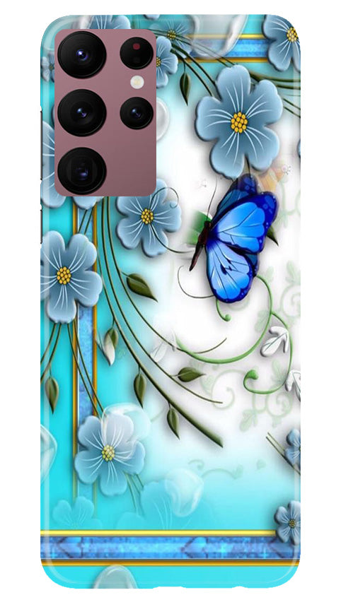 Blue Butterfly Mobile Back Case for Samsung Galaxy S22 Ultra (Design - 21) Blue Butterfly Case for Samsung Galaxy S22 Ultra