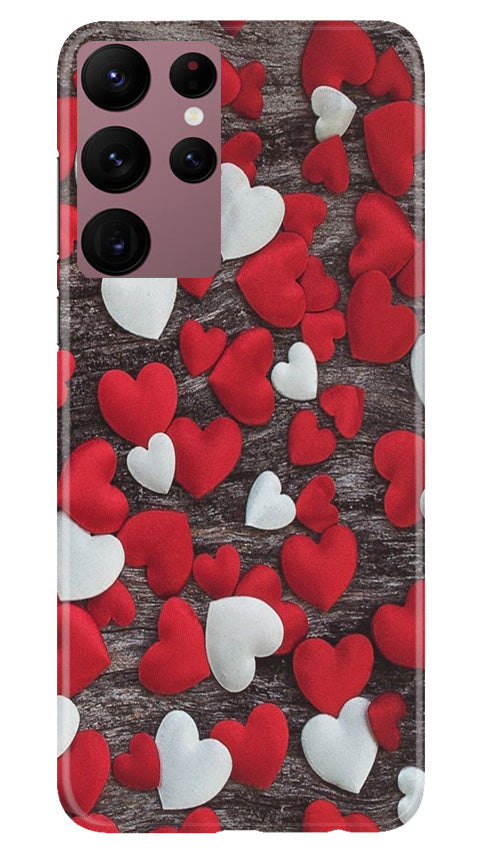 Red White Hearts Mobile Back Case for Samsung Galaxy S22 Ultra (Design - 105) Red White Hearts Case for Samsung Galaxy S22 Ultra (Design - 105)