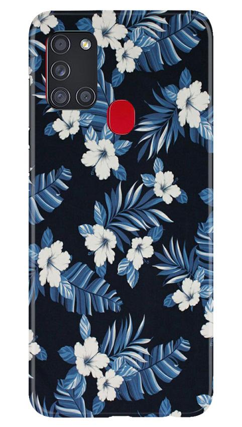 White flowers Blue Background2 Mobile Back Case for Samsung Galaxy A21s (Design - 15) White flowers Blue Background2 Case for Samsung Galaxy A21s