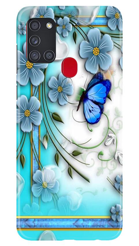 Blue Butterfly Mobile Back Case for Samsung Galaxy A21s (Design - 21) Blue Butterfly Case for Samsung Galaxy A21s