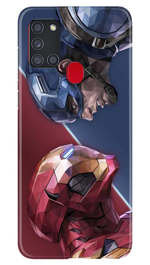 Ironman Captain America Mobile Back Case for Samsung Galaxy A21s (Design - 245) Ironman Captain America Case for Samsung Galaxy A21s (Design No. 245)
