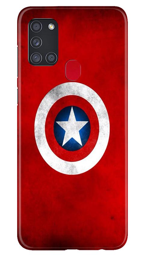 Captain America Mobile Back Case for Samsung Galaxy A21s (Design - 249) Captain America Case for Samsung Galaxy A21s (Design No. 249)