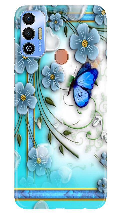 Blue Butterfly Mobile Back Case for Tecno Spark 7T (Design - 21) Blue Butterfly Case for Tecno Spark 7T