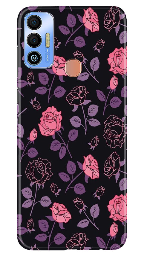 Rose Black Background Mobile Back Case for Tecno Spark 7T (Design - 27) Rose Black Background Case for Tecno Spark 7T