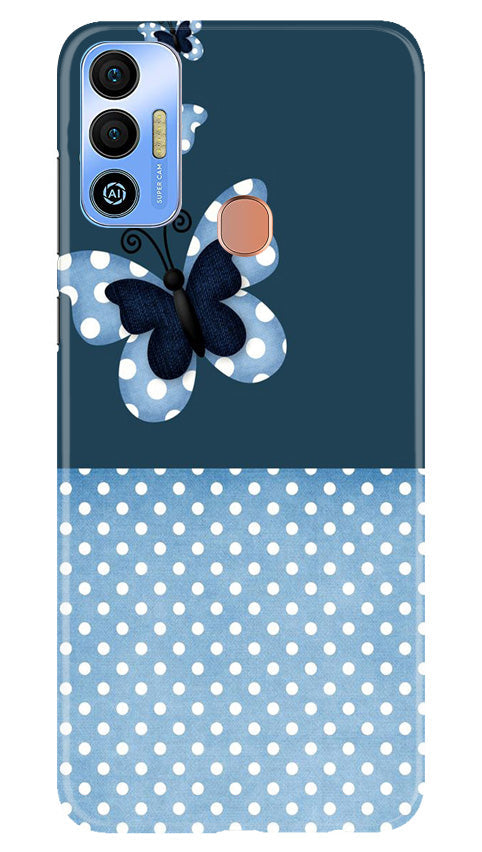 White dots Butterfly Mobile Back Case for Tecno Spark 7T (Design - 31) White dots Butterfly Case for Tecno Spark 7T