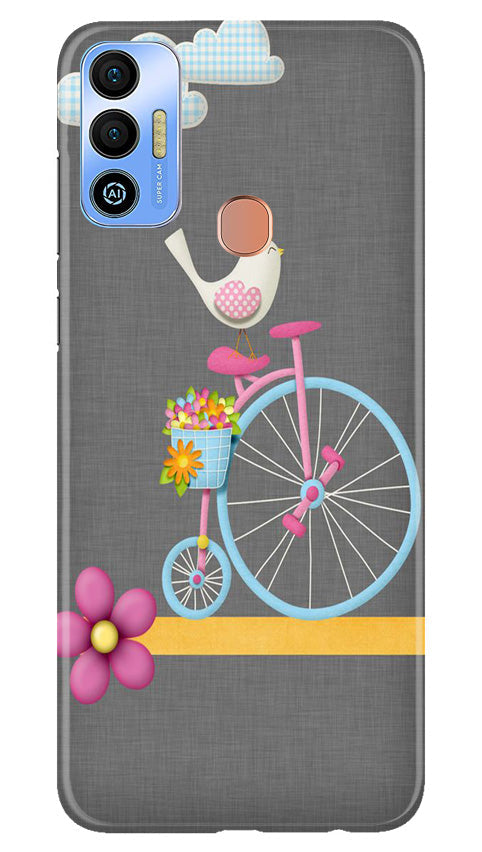Sparron with cycle Mobile Back Case for Tecno Spark 7T (Design - 34) Sparron with cycle Case for Tecno Spark 7T