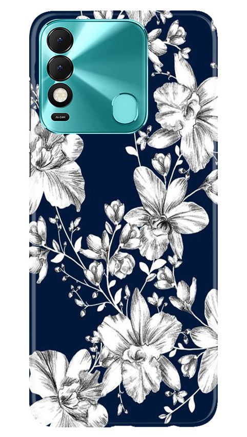 White flowers Blue Background Mobile Back Case for Tecno Spark 8 (Design - 14) White flowers Blue Background Case for Tecno Spark 8