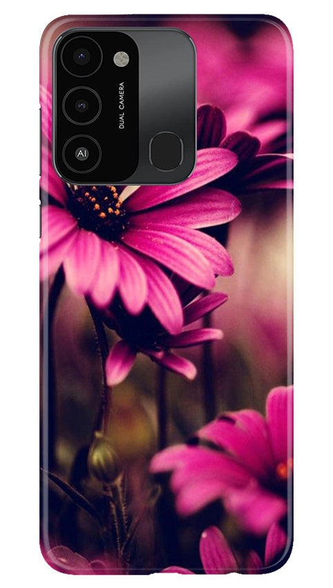 Purple Daisy Mobile Back Case for Tecno Spark 8C (Design - 65) Purple Daisy Case for Tecno Spark 8C