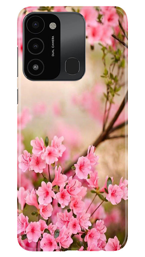 Pink flowers Mobile Back Case for Tecno Spark 8C (Design - 69) Pink flowers Case for Tecno Spark 8C