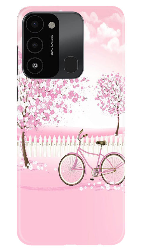 Pink Flowers Cycle Mobile Back Case for Tecno Spark 8C (Design - 102) Pink Flowers Cycle Case for Tecno Spark 8C (Design - 102)