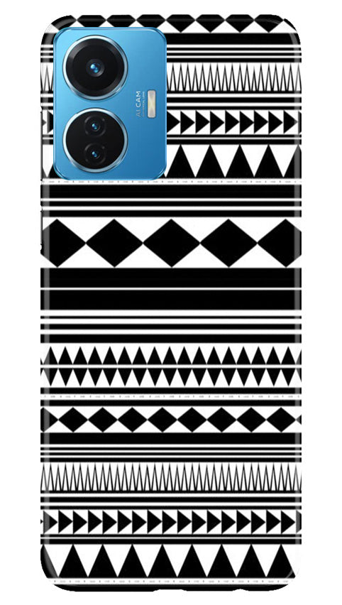 Black white Pattern Mobile Back Case for Vivo T1 44W (Design - 5) Black white Pattern Case for Vivo T1 44W
