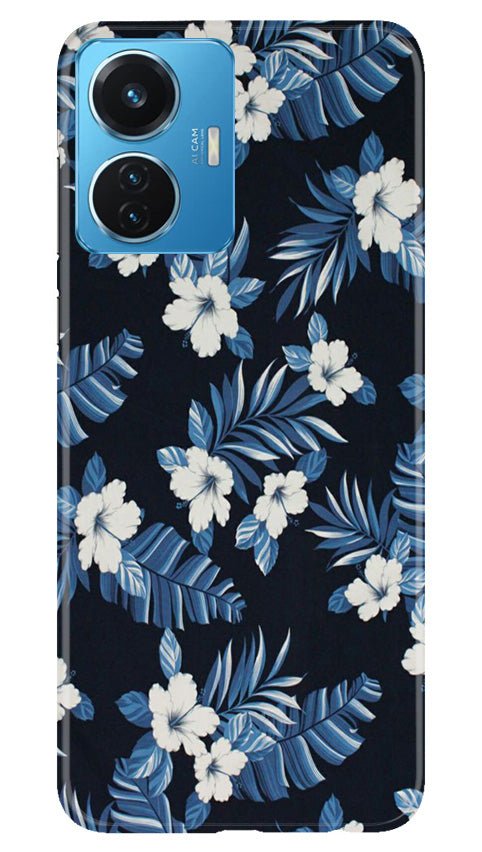 White flowers Blue Background2 Mobile Back Case for Vivo T1 44W (Design - 15) White flowers Blue Background2 Case for Vivo T1 44W
